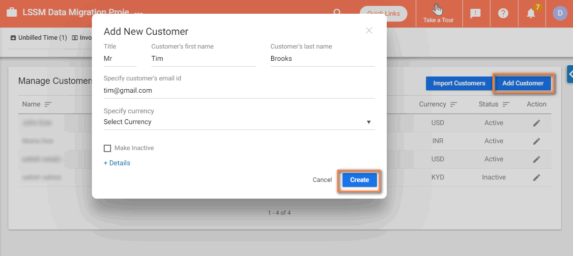 3. Provide required details & click ‘Create’