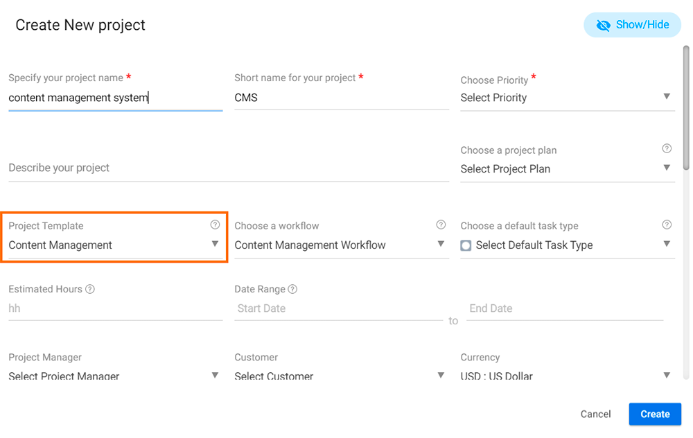 Provide estimated hour & date range details & click Create